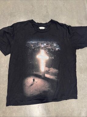 1989 Pret-A-Porter by Chaz Jordan Graphic ON GOD Cross Print Men's T-Shirt XL